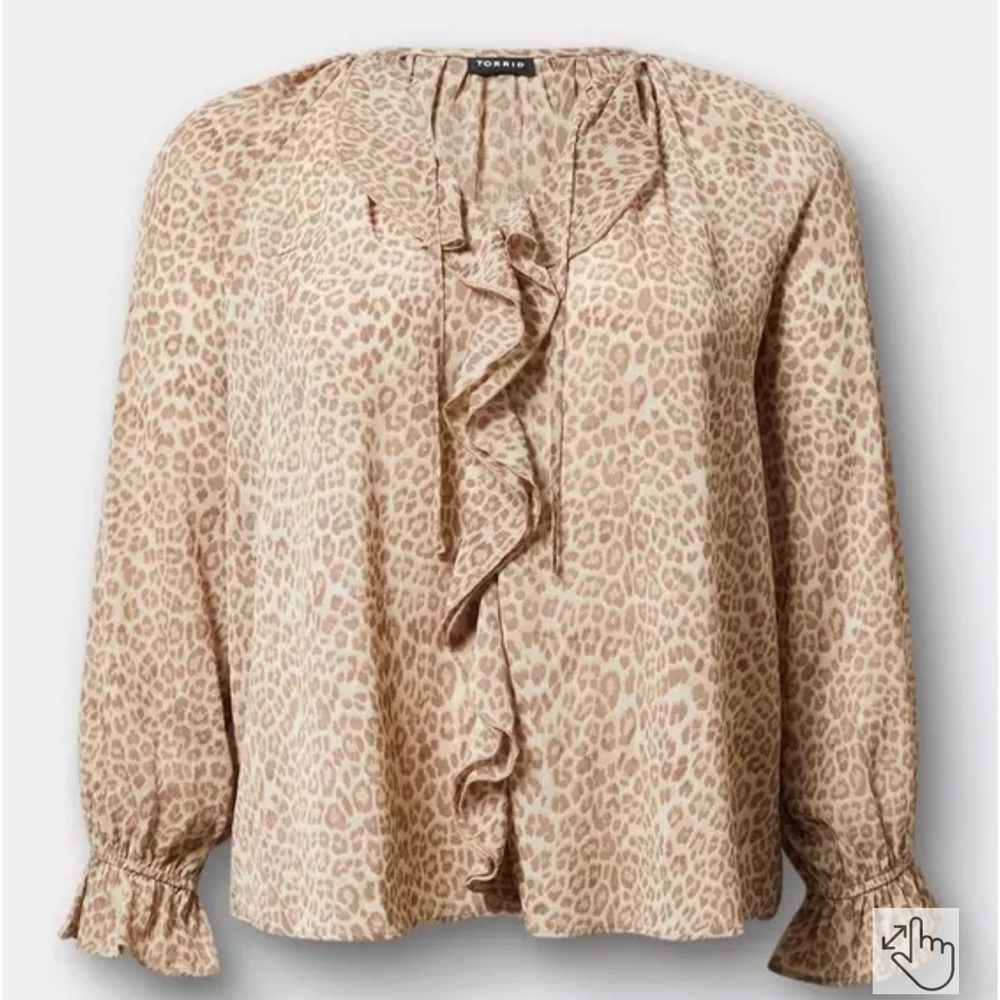 New Torrid Leopard Print Ruffle Blouse 14/16 Size 1 - Picture 4 of 4